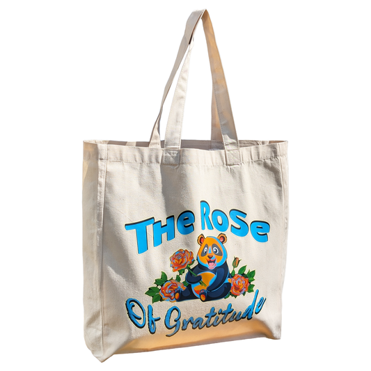 The Rose Of Gratitude Tote bag = 100% Cotton Canvas. 270gsm, Size 42x39x13cm