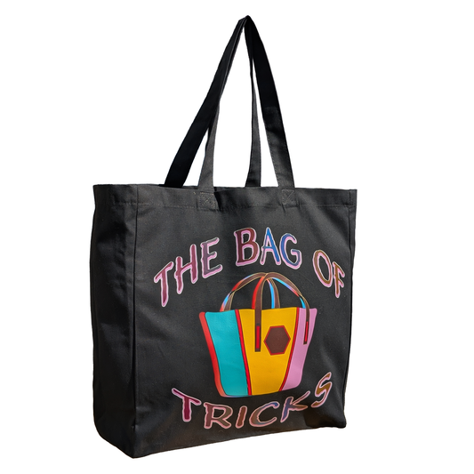 The Bag Of Tricks Tote bag = 100% Cotton Canvas. 270gsm, Size 42x39x13cm