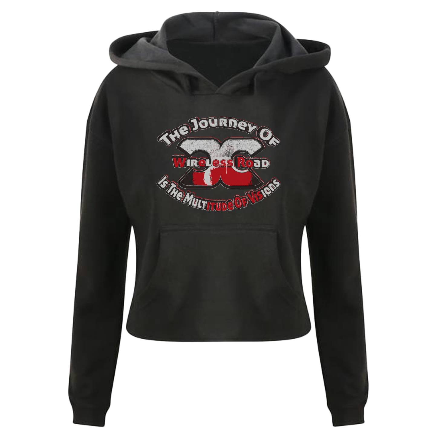 De Journey of Wireless Road - Hoodies Ladies Crop Top Available in Black